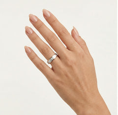 Alliance unique en or blanc et or rose