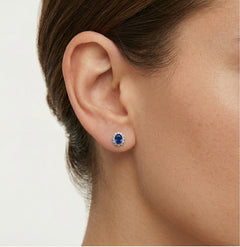 Sapphire diamond white gold earrings