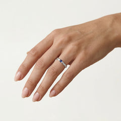 Minimalistic white gold sapphire ring