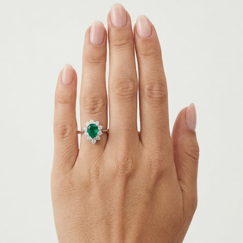 Princess emerald and diamond ring