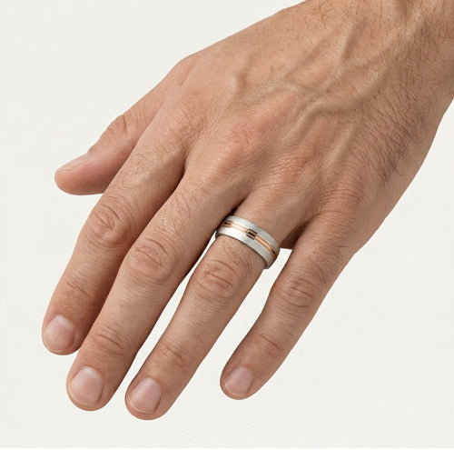 Einzigartiger Ehering aus Weiß- und Roségold