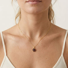 Garnet flower gold pendant