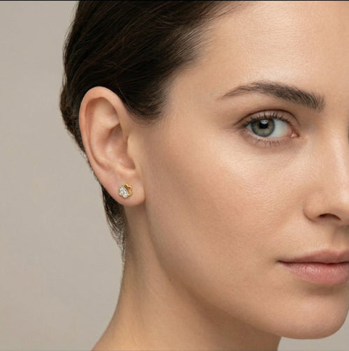 Zweifarbige Goldohrringe mit glänzenden Zirkonia