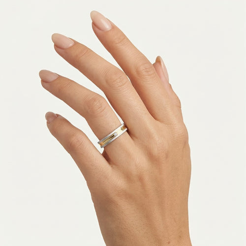 Zweifarbiger Gold-Ehering mit Diamant-Option