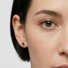 Square red quartz studs