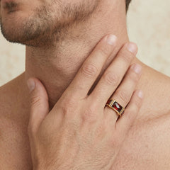 Rectangular garnet statement ring
