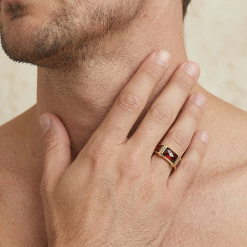 Rectangular garnet statement ring