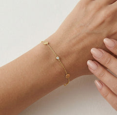 Gold-Armband mit Zirkonia und Runden