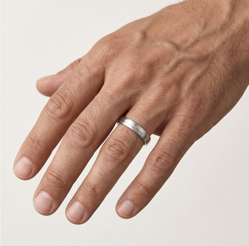 Dünner matter Weißgold-Ehering