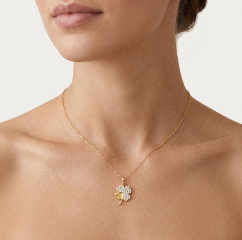 Trèfle en or avec zircon cubique