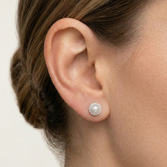 Pendientes halo de plata con perlas