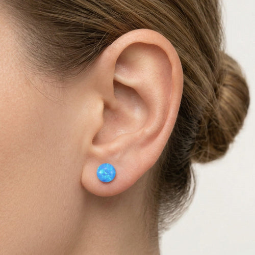 Blaue Opal-Kugelstecker aus Gold