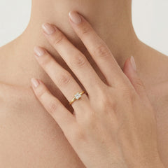 Princess cubic zirconia solitaire gold ring