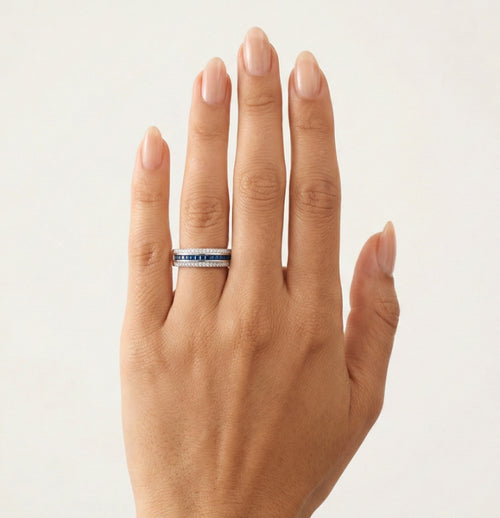 Diamantový prsten se safírem