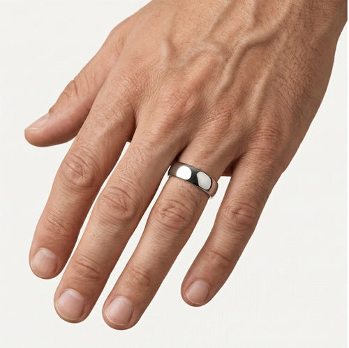 High polished white gold wedding ring