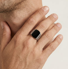 Pánský prsten s radiant onyxem, solitér