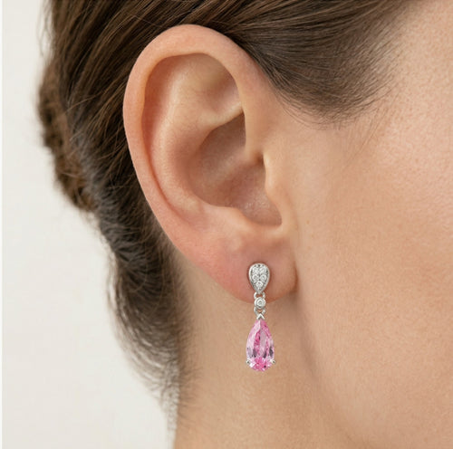 Boucles d’oreilles pendantes en quartz rose