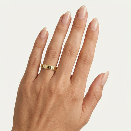 Bague de mariage élégante en or jaune avec pierres optionnelles