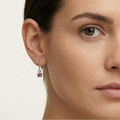 Pendientes de corazón y cuadrado rosa