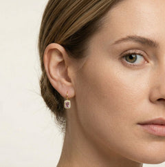 Boucles d’oreilles rectangulaires halo avec améthystes