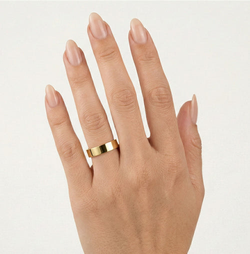 Anillo de boda grueso de 5 mm en oro amarillo