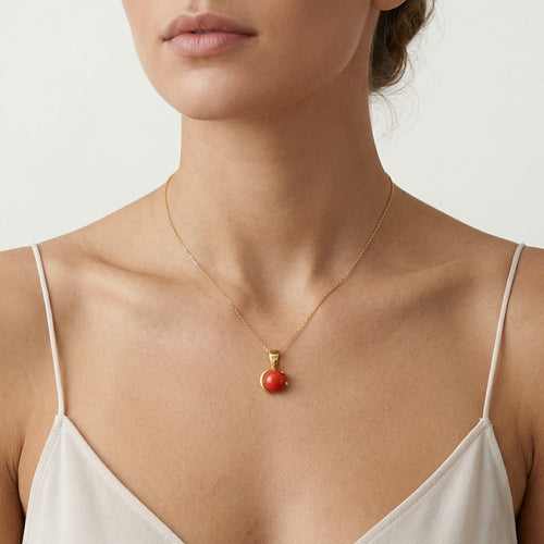 Colgante único de coral rojo