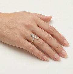 Yellow gold and diamond snake ring