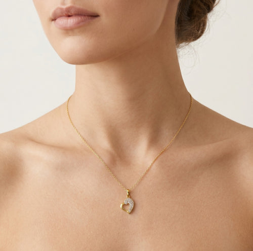 Goldenes Herz mit Zirkonia auf einer Seite