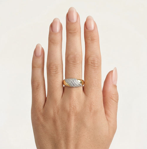 Gelb- und Weißgold Zirkonia Ring