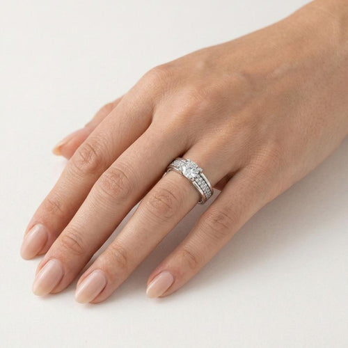 Weißer Doppelreihen-Solitärring