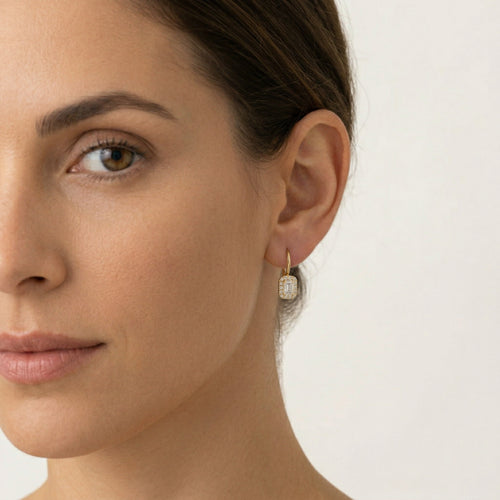 Obdélníkové náušnice s lunetou