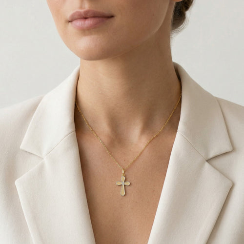 Cruz de oro blanco y amarillo