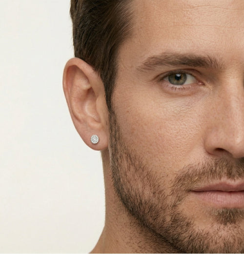 Dazzling round cut diamond earrings in lustrous white gold