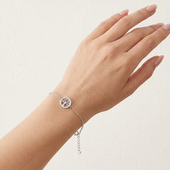 Silver chain bracelet with tree of life
