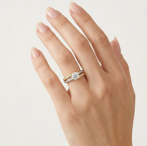 White and yellow gold accent ring