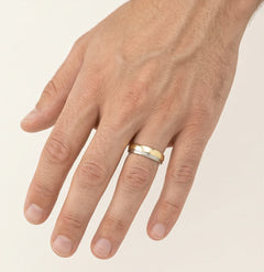 Polierter Weiß- und Gelbgold-Trauring