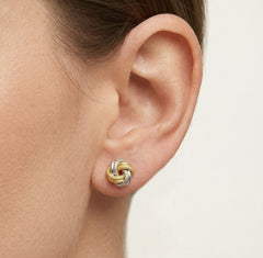 Bicolor gold knot studs