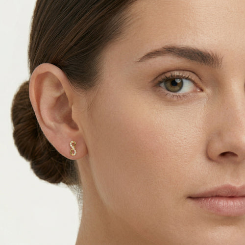 Boucles d'oreilles puces en zircon cubique infini plaquées or
