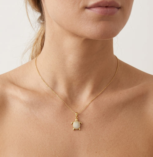 Gold Schildkrötenanhänger mit Zirkonia