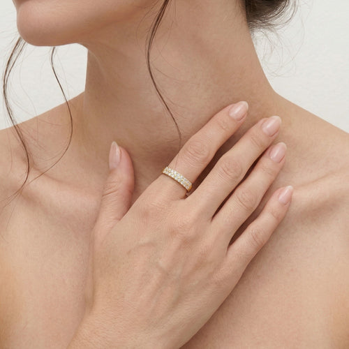 Bague en or à deux rangées de zircon cubique