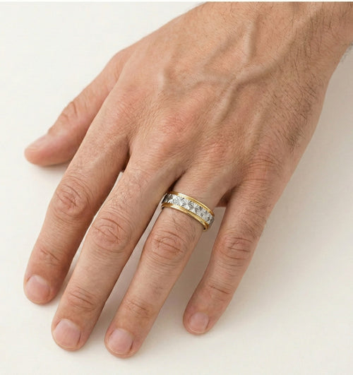 Alliance élégante en or jaune et blanc