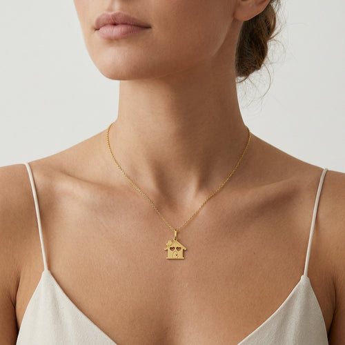 Lieblicher Vogelhaus-Goldanhänger