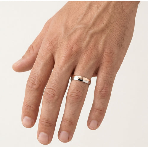 Snubní prsten z poloviny bílého a růžového zlata