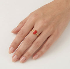 Red coral gold ring