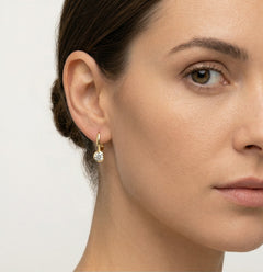 Zlaté náušnice s lunetovou kubickou zirkonií