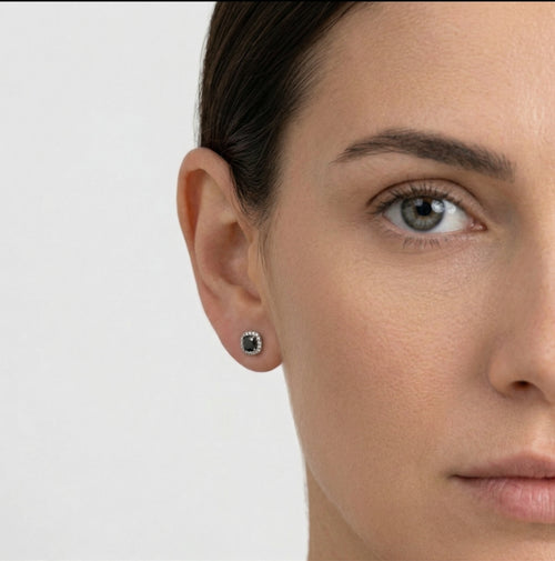 Royal square onyx studs