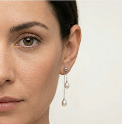 Boucles d’oreilles pendantes en argent avec perle