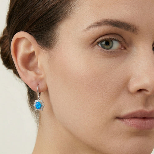 Star blue opal earrings