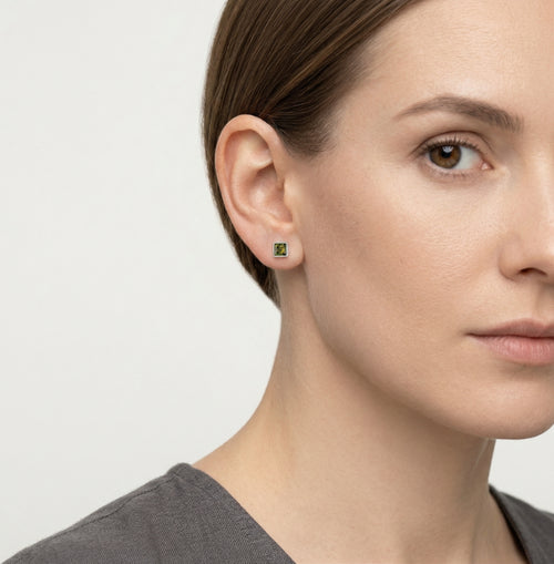 Square amber earrings