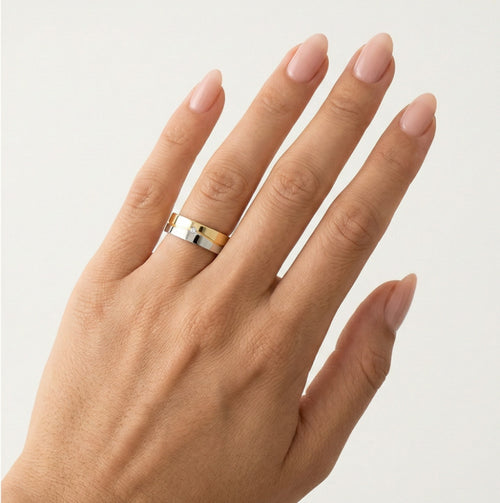 Halb Weiß- und Gelbgold Ehering